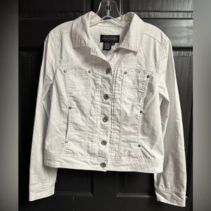 Live a Little White Denim/Jean Button Up Jacket Women’s Size Medium